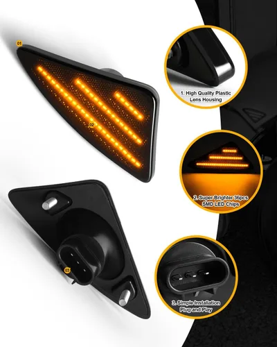 Vista 5 de Luces LED de posición laterales compatibles con Kenworth T660 T170 T270 T370 semirremolques 2008-2021, luces direccionales ahumadas, Plug & Play