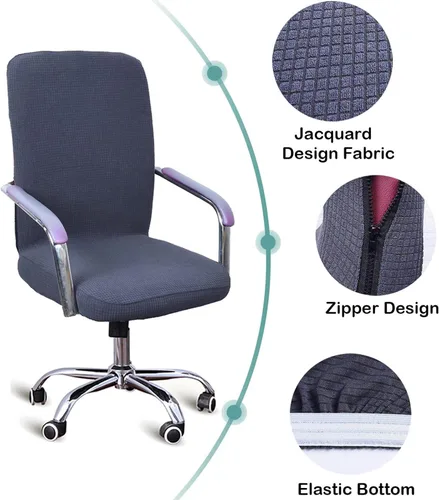 Vista 3 de YOPOIY Funda impermeable para silla de computadora, funda elástica para silla de oficina con funda para reposabrazos gratis, extraíble y lavable