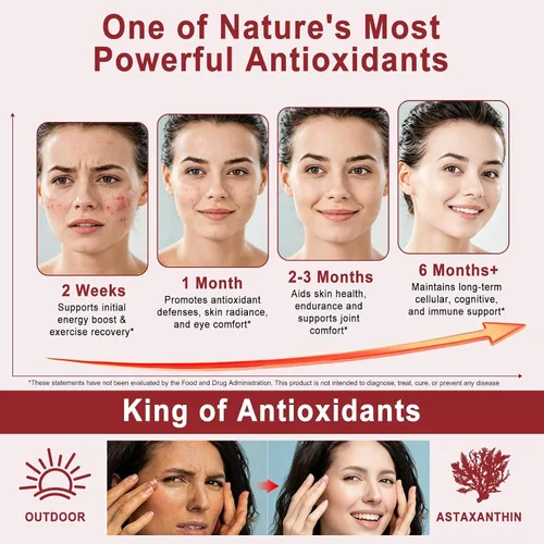 Vista 6 de FANSHI Astaxanthin 24mg Supplement, 120 Microalgae Liquid Softgels