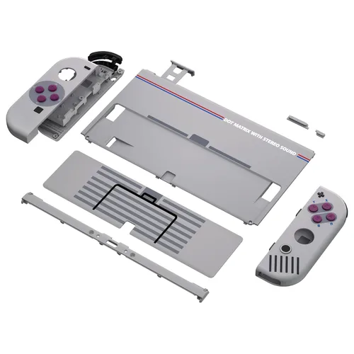 Vista 4 de eXtremeRate DIY Full Set Shell Buttons for Nintendo Switch OLED, Soft Touch Replacement Console Back Plate & Kickstand, Custom Case Housing for