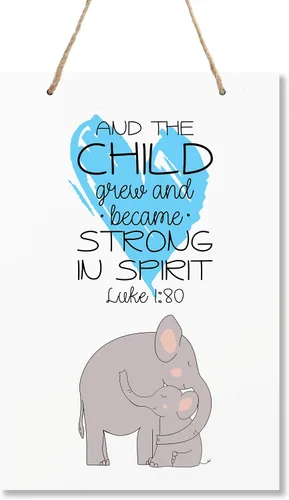 Vista 3 de LifeSong Milestones Decoración de pared de elefante para habitaciones de niños – The Child Grew Blue Heart – Fabricado con orgullo en Estados Unidos