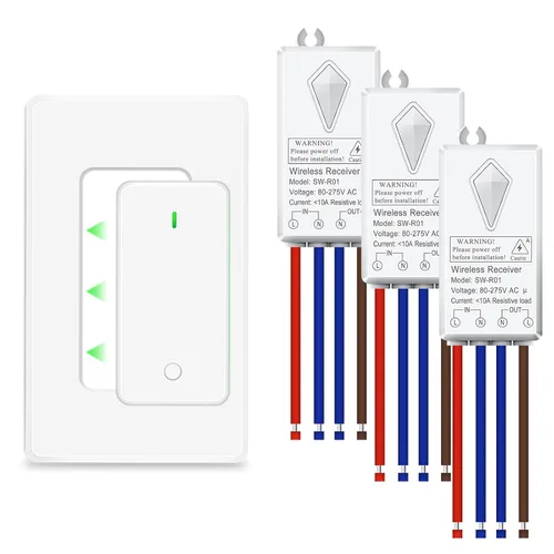 Vista 43 de NineLeaf Interruptor de salida remoto inalámbrico, interruptor de lámpara remoto, interruptor decorativo de enchufe de luz de encendido y apagado