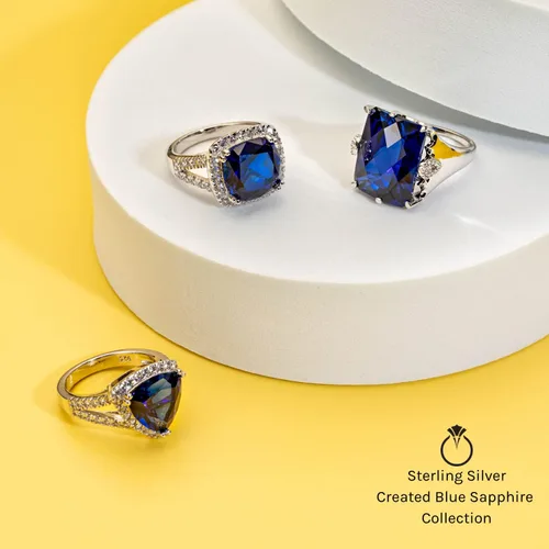 Vista 6 de PEORA Anillo de promesa de corazón de zafiro azul creado para mujer, plata de ley 925, forma de corazón de 1.75 quilates, 0.276 in, ajuste cómodo