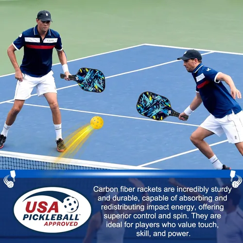 Vista 7 de Carbon Fiber Pickleball Paddles Set of 4 or 2 Rackets,USAPA Approved Pickleballs Equipment with Balls,Bag,Accessories,Carbon Fiber T300 Lightweight