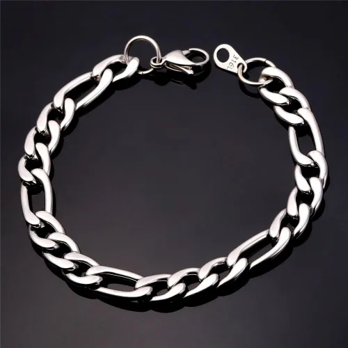 Vista 5 de U7 Figaro Bracelet, Stainless Steel Figaro Chain Bracelet, Rope Chain Bracelet Stainless Steel 18K Gold Plated Wrist Chain for Men Women