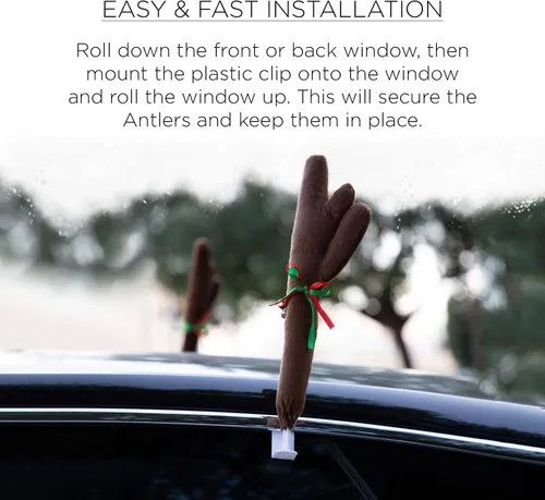 Vista 6 de OxGord - Cuernos y nariz de reno para Navidad - Kit de decoraciones para ventana, techo y parrilla de Rudolph el reno - Kit de accesorios exteriores