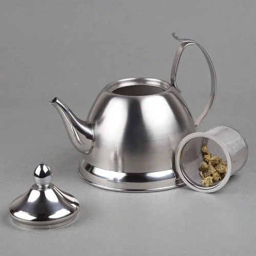Vista 5 de Creative Home Nobili-Tea - Tetera de acero inoxidable de 1.0 cuartos de galón con cesta infusora y parte inferior de aluminio capsulado para una