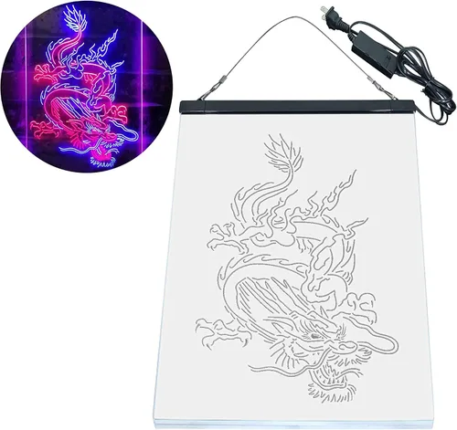 Vista 8 de ADVPRO Hombre Dragón Chino Cueva Garaje Tatuaje Dual Color LED Neon Sign Azul y Rojo 8 x 12 pulgadas st6s23-i3780-br