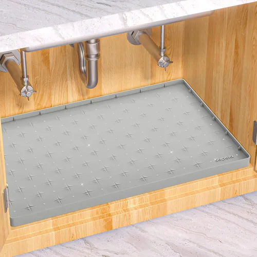 Vista 14 de Sdpeia - Tapete para debajo del fregadero, tapete impermeable de silicona mejorado, para proteger los gabinetes de cocina, organizadores y alacenas