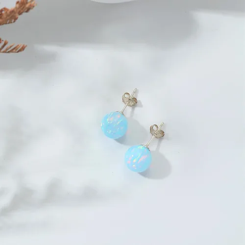 Vista 111 de Natural Stone Stud Earrings for Women 8mm Sterling Silver Genuine Gemstone Earrings Handmade Sterling Silver Crystal Stud Earrings for Women