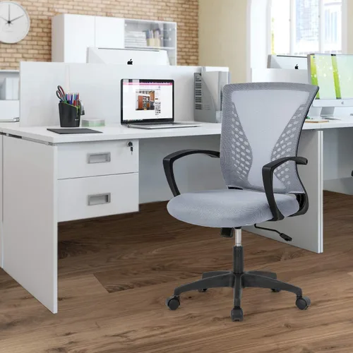 Vista 9 de Meet Perfect Silla de oficina con respaldo medio de malla con soporte lumbar ergonómico y reposabrazos, silla de computadora ajustable, silla