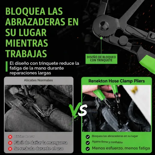 Vista 4 de Juego de alicates de abrazadera de manguera, abrazadera de manguera de largo alcance de alambre flexible, mordaza giratoria tipo R y alicates