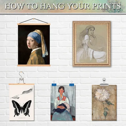 Vista 5 de LANCHI95 Juego de 15 piezas de arte de pared de obra maestra vintage, famosas reproducciones de pintura al óleo, impresiones de galería de pinturas