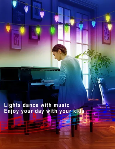 Vista 9 de HIITEN Luces de Navidad RGB C9 para exteriores de 118 pies, 150 LED, efectos de persecución de bricolaje, luces LED inteligentes de Navidad