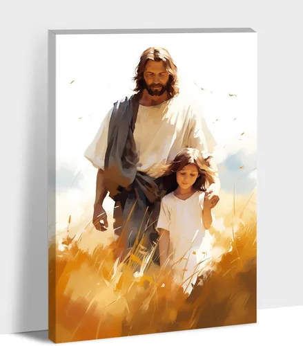 Vista 9 de Arte de pared de Jesús y el niño, póster minimalista bohemio cristiano, lienzo para pared, imagen abstracta de Jesús, arte cristiano religioso