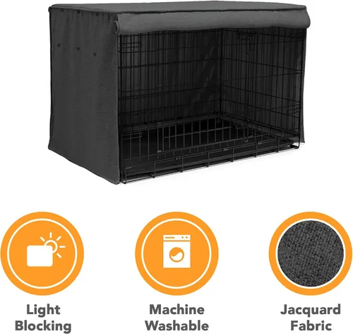 Vista 2 de Friends Forever Cubierta para Jaula de Perro de Metal de 30 Pulgadas con Cortina Protectora que Bloquea la Luz, Cubierta de Jaula para Perros