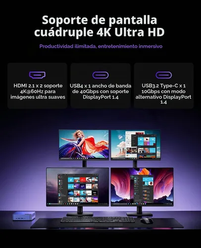 Vista 8 de KAMRUI Mini PC AM21, Win-11 Pro AMD Ryzen 7 8745HS (8C/16T, hasta 4.9GHz)