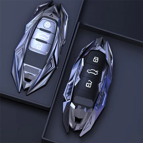 Vista 5 de Funda de metal para llavero para Audi A6 A7 A8 Q8 SQ8 E-Tron S6 S7 RS6 Q7, plateado