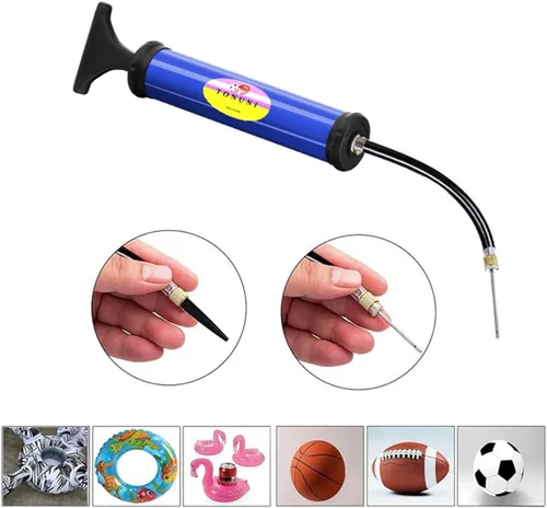Vista 5 de Bomba de aire portátil, kit de inflador de bomba de bola con aguja, boquilla, manguera de extensión para fútbol, baloncesto, fútbol, voleibol