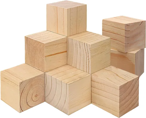 Vista 9 de 80 cubos de madera de alta calidad de 2 pulgadas, cubos de madera de pino natural para manualidades, bloques de madera listos para proyectos