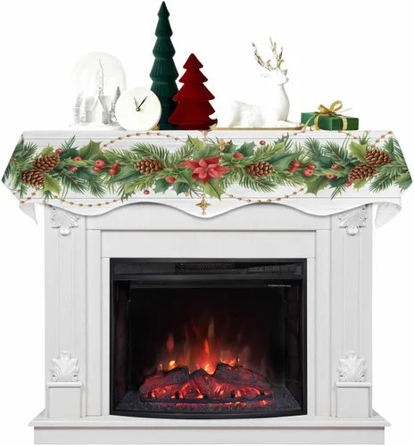 Vista 9 de Funda para bufanda de chimenea con diseño de muñeco de nieve azul para Navidad, Halloween, Acción de Gracias, otoño, decoración de interiores