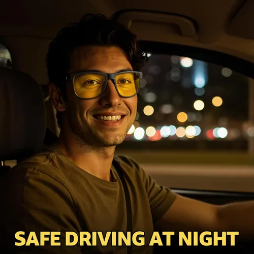 Vista 2 de Myiaur Gafas de conducción de visión nocturna para hombre, lentes polarizadas antideslumbrantes amarillas para noche con protección UV400