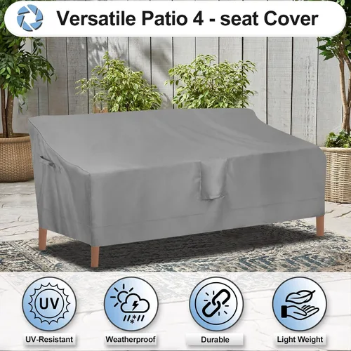 Vista 4 de OutdoorLines Funda impermeable para sofá de 4 plazas para patio al aire libre, resistente a los rayos UV, resistente a la intemperie, resistente Gris