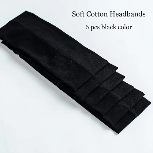 Vista 6 de 6 diademas negras para mujer, diadema de algodón antideslizante, elástica, soporte para la cabeza, accesorios para el cabello