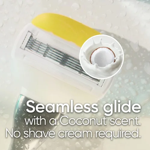 Vista 8 de Gillette Venus Comfortglide con mango de maquinilla de afeitar Olay Coconut para mujer + repuestos de cuchilla, plateado, 2