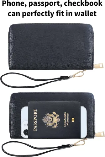 Vista 3 de Chelmon - Monedero para mujer de cuero genuino con bloqueo de señal RFID, para tarjetas de crédito