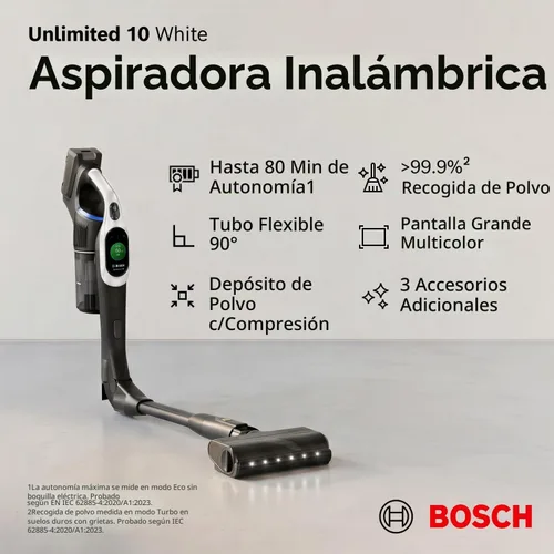 Vista 2 de Bosch Aspiradora inalámbrica Unlimited 10 Blanco