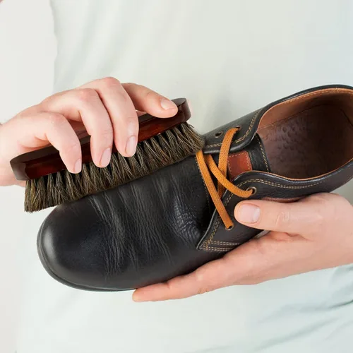 Vista 5 de 2 cepillos de pelo de caballo, cepillo de brillo de zapatos de caballo alemán, juego de cepillos de detalles, cepillo de limpieza de gamuza