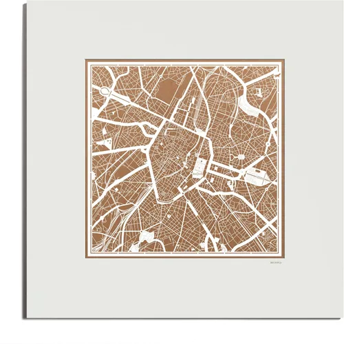 Vista 125 de O3 Design Studio Mapa de corte de papel de París, color negro mate, 20 x 20 pulgadas, arte en papel