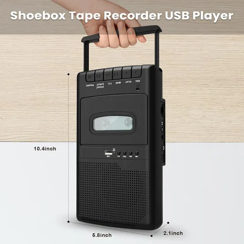 Vista 6 de Grabadora de cinta portátil con micrófono independiente, convertidor digital retro a USB con conector de auriculares de 0.138 in