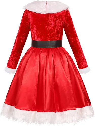 Vista 8 de Costumerry Vestido de Papá Noel para niñas, disfraz de Papá Noel de Navidad