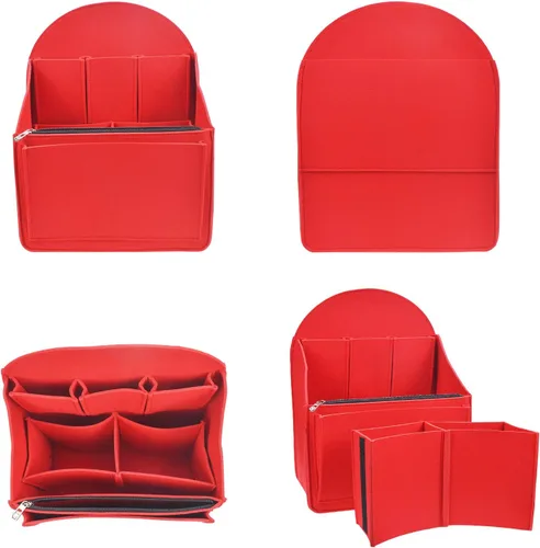 Vista 3 de Organizador de mochila de fieltro, organizador de bolso para hombres y mujeres, mochila mochila bolso de hombro (rojo, grande)