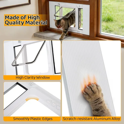 Vista 4 de Puerta de gato para ventana, ancho ajustable para 23 a 28 pulgadas