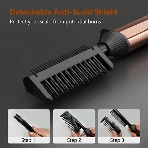 Vista 5 de LURA Peine caliente de titanio nano para pelucas, 250-500 °F para cabello de mujeres negras, peines de presión para cabello negro, peine alisador