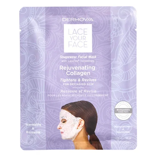 Vista 8 de Máscara facial Lace Your Face de compresión, como se ve en el programa Shark Tank, algodón biodegradable reutilizable, cuidado de la piel, Péptidos