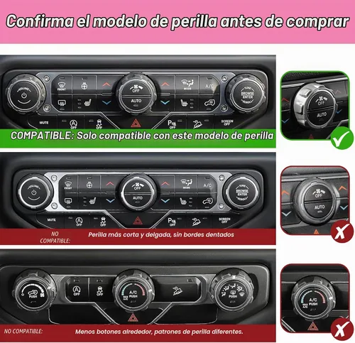 Vista 2 de Wrangler JL/JLU y Gladiator JT 2018-2026 - Accesorios de aluminio para botón de arranque, CA, volumen de audio, faros delanteros e interruptores