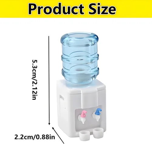 Vista 5 de Dispensador de agua en miniatura de diseño realista de 2.12 pulgadas con 2 tazas – Enfriador de agua de resina a escala 1:12/1:6 (azul/blanco) ideal