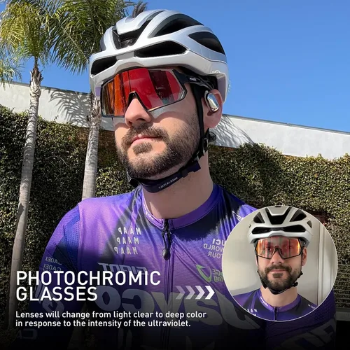 Vista 2 de SCVCN Gafas de ciclismo fotocromáticas Gafas de sol deportivas transparentes hombres mujeres MTB BMX Running Driving