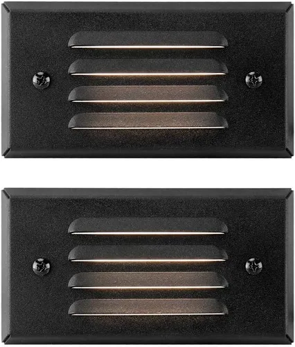 Vista 8 de GKOLED Luces LED de bajo voltaje, luz de montaje en superficie de 4 W 12 V con placa frontal con listones horizontales, escaleras de camino, 2700 K