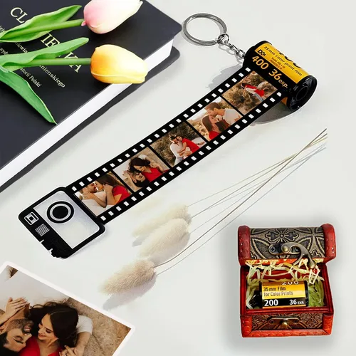 Vista 5 de EAQ Llaveros personalizados del rollo de la película de la cámara con la foto, llavero personalizado con el álbum del carrete de las imágenes
