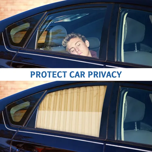 Vista 5 de ZATOOTO Parasol para ventana lateral de automóvil, 2 parasoles magnéticos de privacidad beige, cortina mantiene la pantalla más fresca para dormir