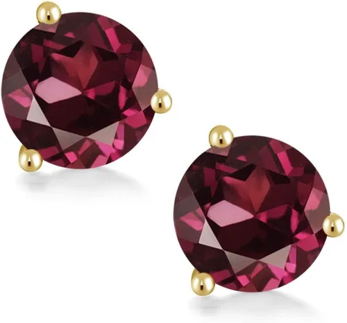 Vista 119 de Gem Stone King Aretes de oro de 14 quilates, 0.236 in, piedra natal redonda, Martini, 3 puntas, aretes de oro para mujer