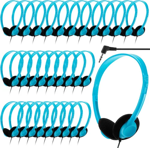 Vista 9 de Yunsailing Paquete de 20 auriculares a granel con diadema ajustable de 0.138 in, auriculares para programas de aprendizaje, laboratorio de Negro