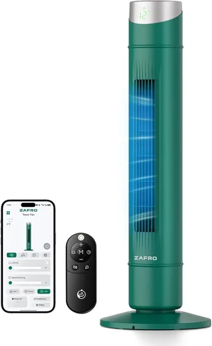 Vista 32 de ZAFRO Ventilador de torre inteligente para dormitorio, ventilador de torre oscilante de 120°, 28 pies/s de alta velocidad, 12 velocidades, 4 modos