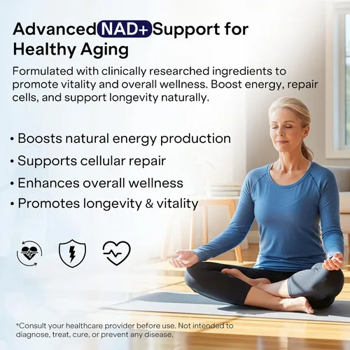 Vista 3 de Suplemento liposomal NAD+ con resveratrol - Ribosida de nicotinamida 1000 mg - Suplementos NAD para mujeres y hombres - Alternativa de suplemento