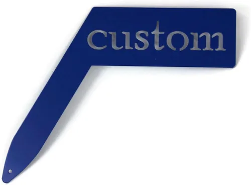 Vista 2 de Marcadores de Metal para Plantas de Jardín Tamaño Pequeño para Vegetales, Flores o Hierbas de 13.5 Pulgadas de Alto (Texto Personalizado, Azul)